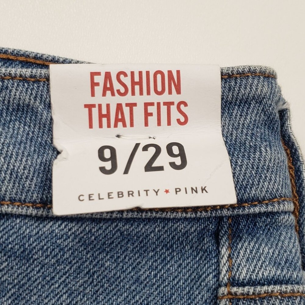 Celebrity Pink Raw Edge Cutoff Denim Shorts Womens 9/29 Blue Motivational Wash - Picture 3 of 16